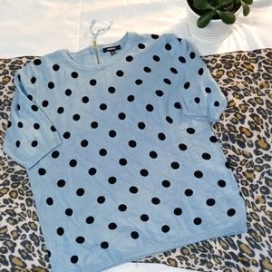 Polka Dot Short Sleeve Sweater M